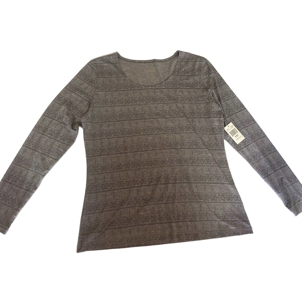 Women NWT XL Comfortable & soft crewneck long sleeve top blouse gray stone